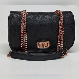 Black caviar leather rose gold hardware single flap designer bag by Virsa bag